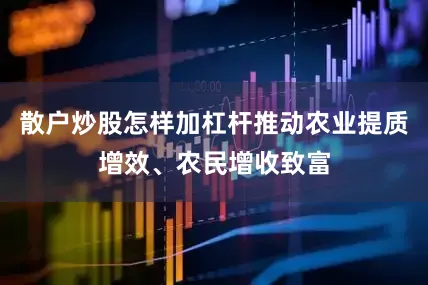 散户炒股怎样加杠杆推动农业提质增效、农民增收致富
